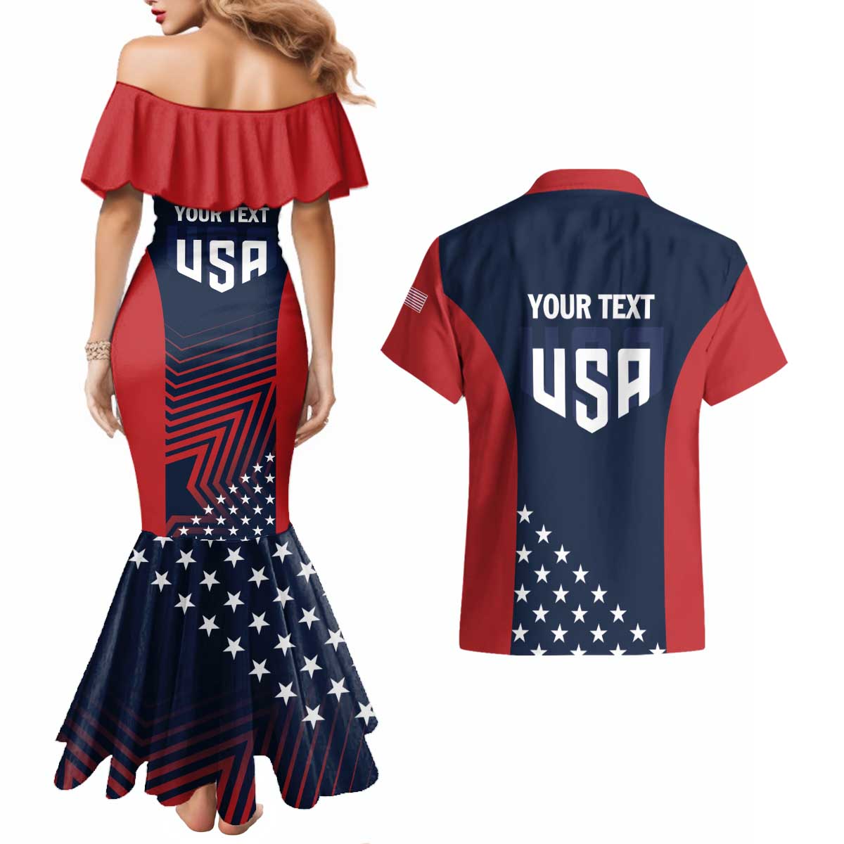 Personalized USA 2025 Archery Couples Matching Mermaid Dress and Hawaiian Shirt Aim Shoot Win