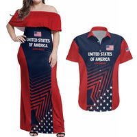 Personalized USA 2025 Archery Couples Matching Off Shoulder Maxi Dress and Hawaiian Shirt Aim Shoot Win