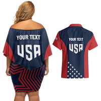 Personalized USA 2025 Archery Couples Matching Off Shoulder Short Dress and Hawaiian Shirt Aim Shoot Win