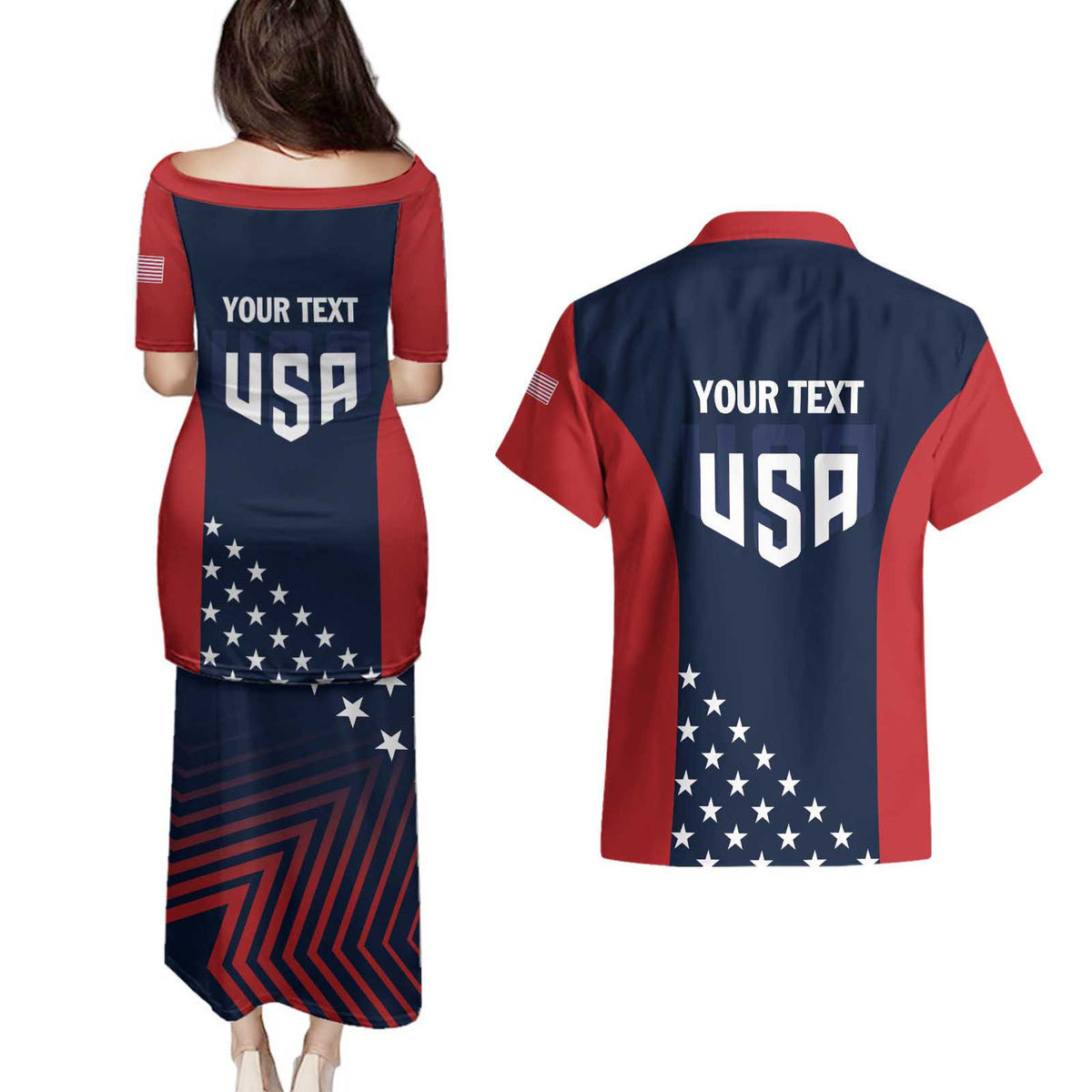 Personalized USA 2025 Archery Couples Matching Puletasi and Hawaiian Shirt Aim Shoot Win