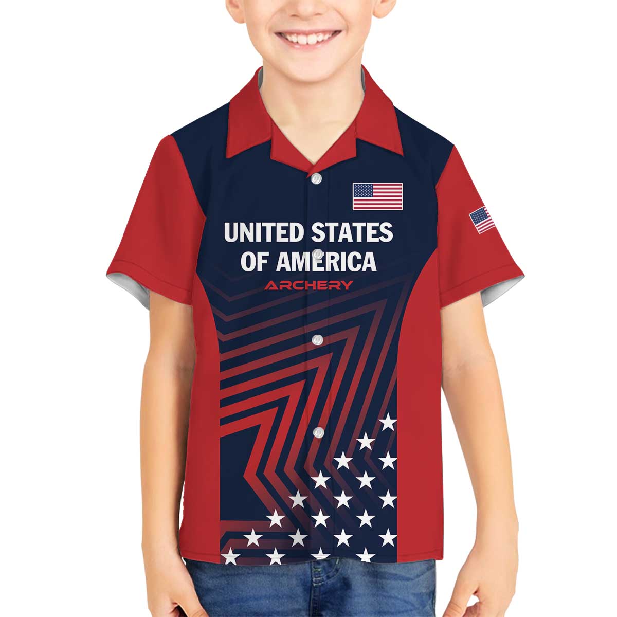 Personalized USA 2025 Archery Family Matching Off The Shoulder Long Sleeve Dress and Hawaiian Shirt Aim Shoot Win
