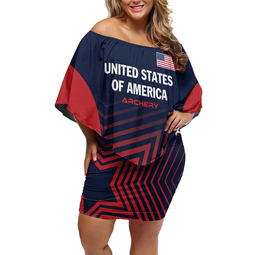 Personalized USA 2025 Archery Family Matching Off Shoulder Short Dress and Hawaiian Shirt Aim Shoot Win