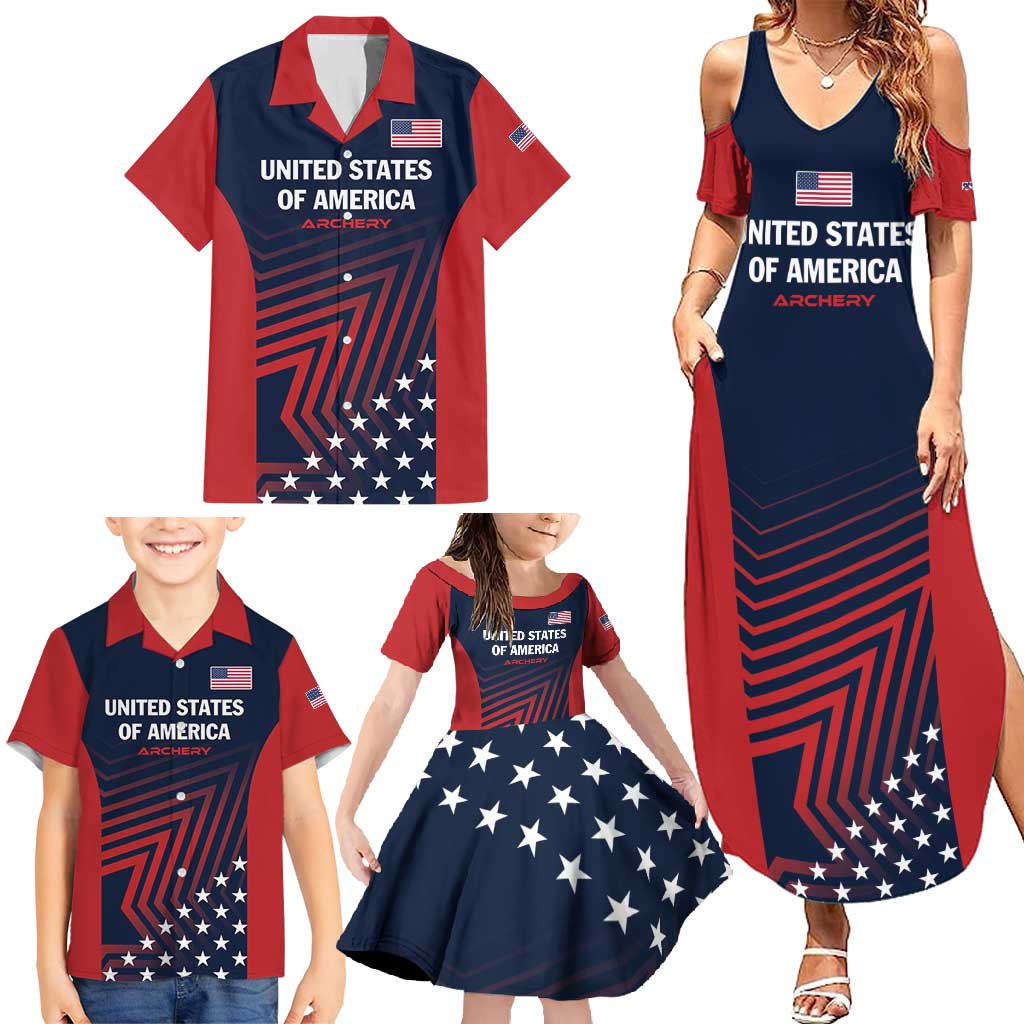 Personalized USA 2025 Archery Family Matching Summer Maxi Dress and Hawaiian Shirt Aim Shoot Win