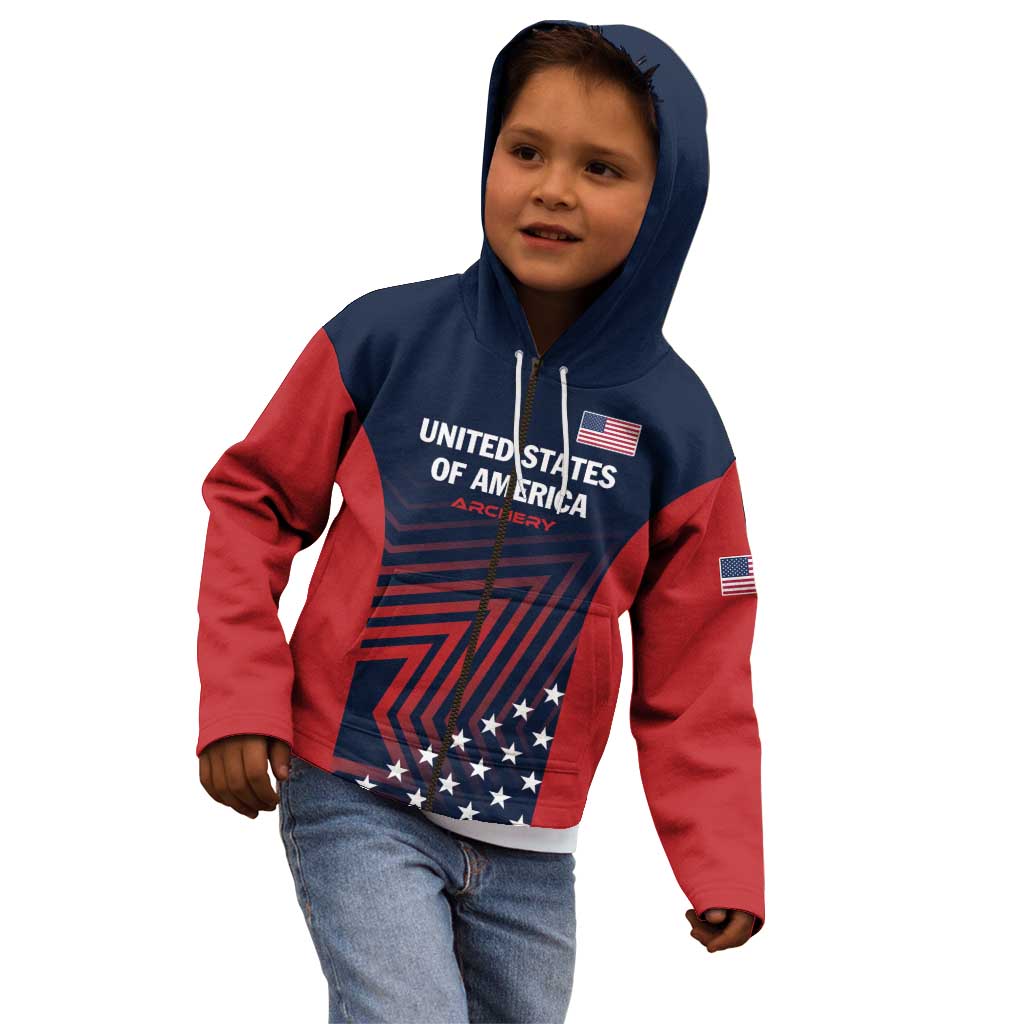 Personalized USA 2025 Archery Kid Hoodie Aim Shoot Win