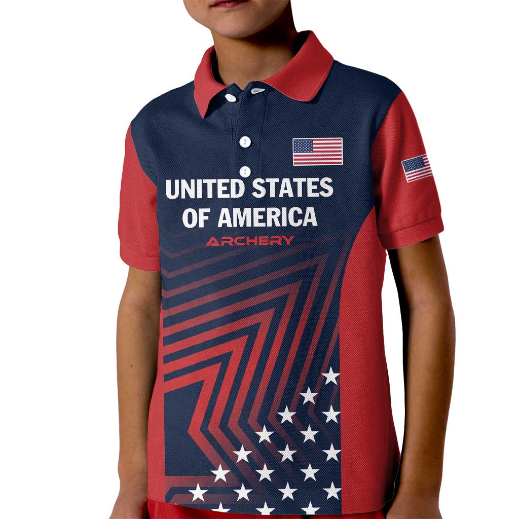Personalized USA 2025 Archery Kid Polo Shirt Aim Shoot Win