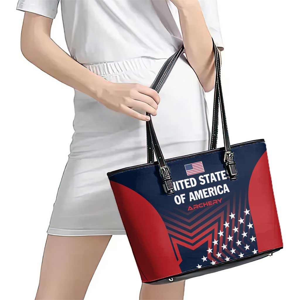 Personalized USA 2025 Archery Leather Tote Bag Aim Shoot Win