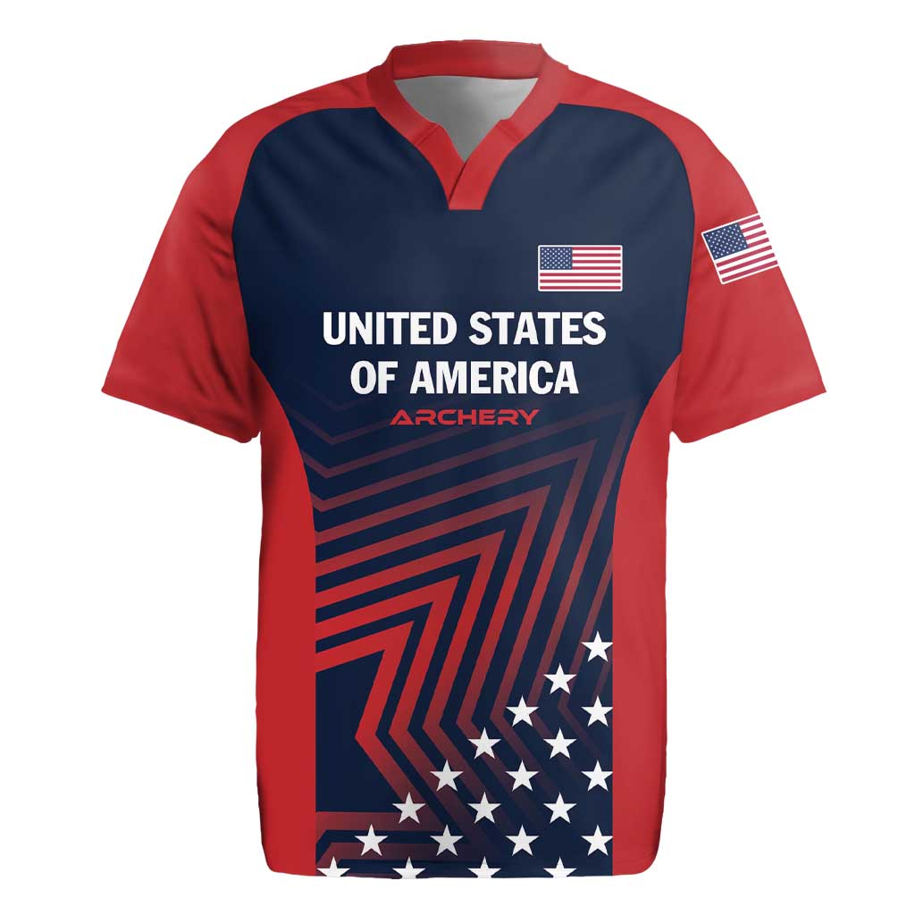 Personalized USA 2025 Archery Rugby Jersey Aim Shoot Win