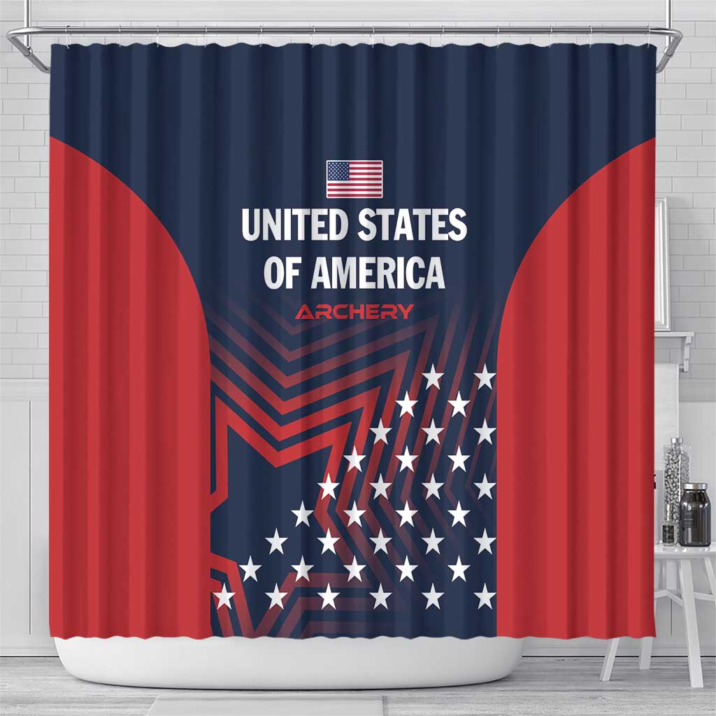 Personalized USA 2025 Archery Shower Curtain Aim Shoot Win