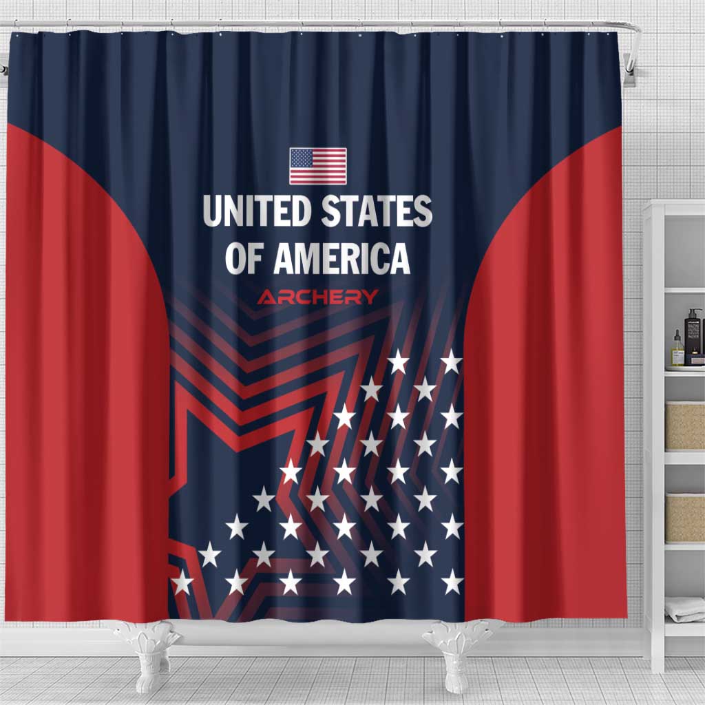 Personalized USA 2025 Archery Shower Curtain Aim Shoot Win