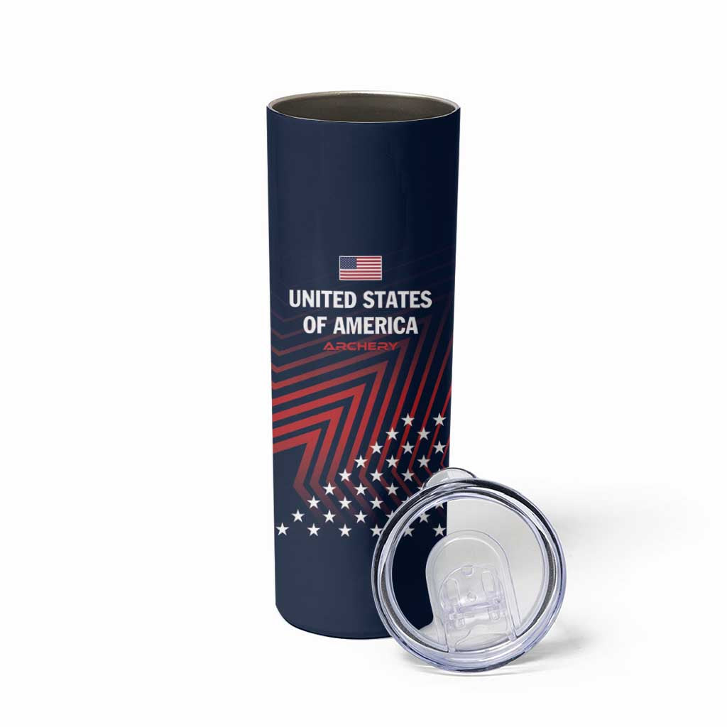 Personalized USA 2025 Archery Skinny Tumbler Aim Shoot Win