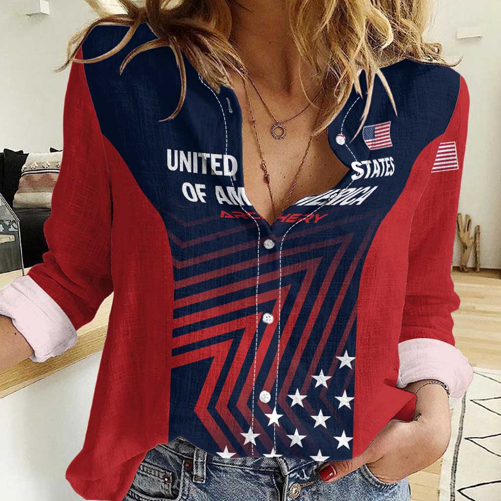 Personalized USA 2025 Archery Women Casual Shirt Aim Shoot Win