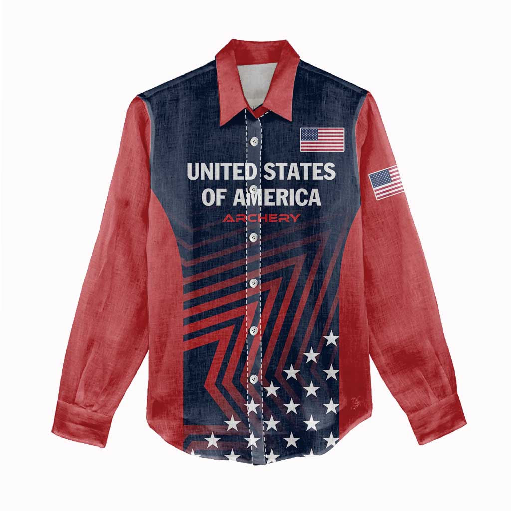 Personalized USA 2025 Archery Women Casual Shirt Aim Shoot Win