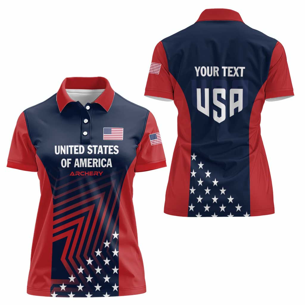 Personalized USA 2025 Archery Women Polo Shirt Aim Shoot Win