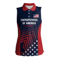 Personalized USA 2025 Archery Women Sleeveless Polo Shirt Aim Shoot Win