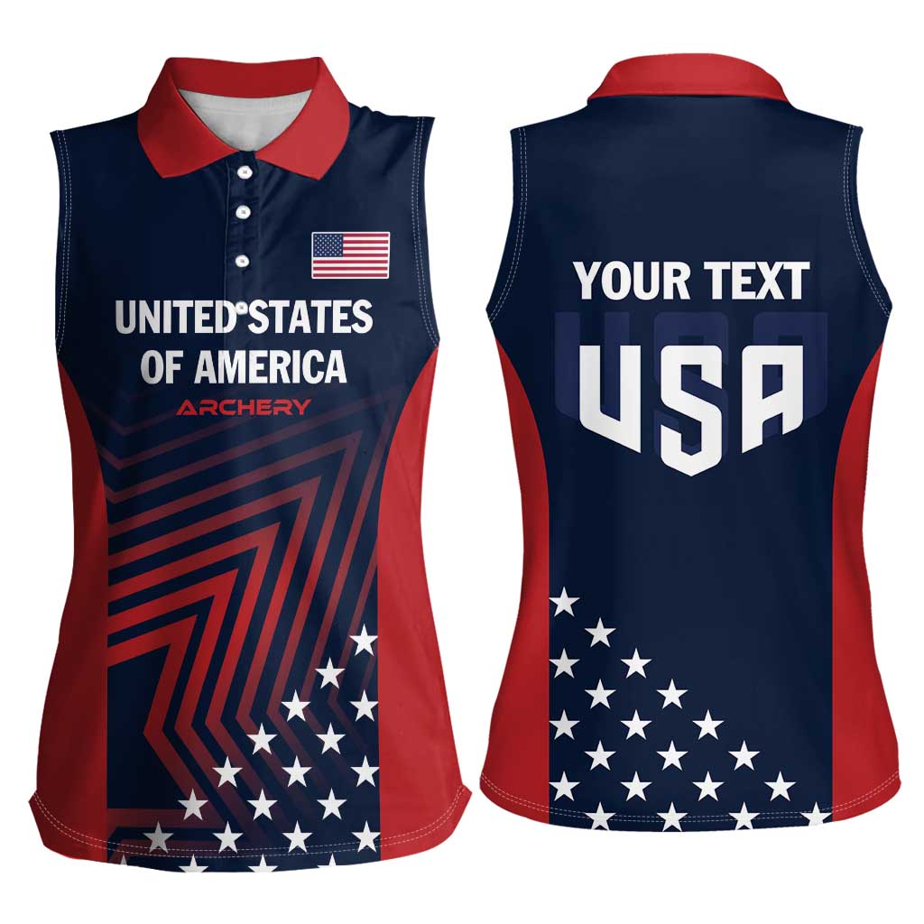 Personalized USA 2025 Archery Women Sleeveless Polo Shirt Aim Shoot Win