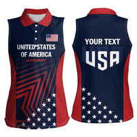 Personalized USA 2025 Archery Women Sleeveless Polo Shirt Aim Shoot Win