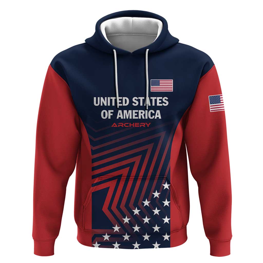 Personalized USA 2025 Archery Zip Hoodie Aim Shoot Win