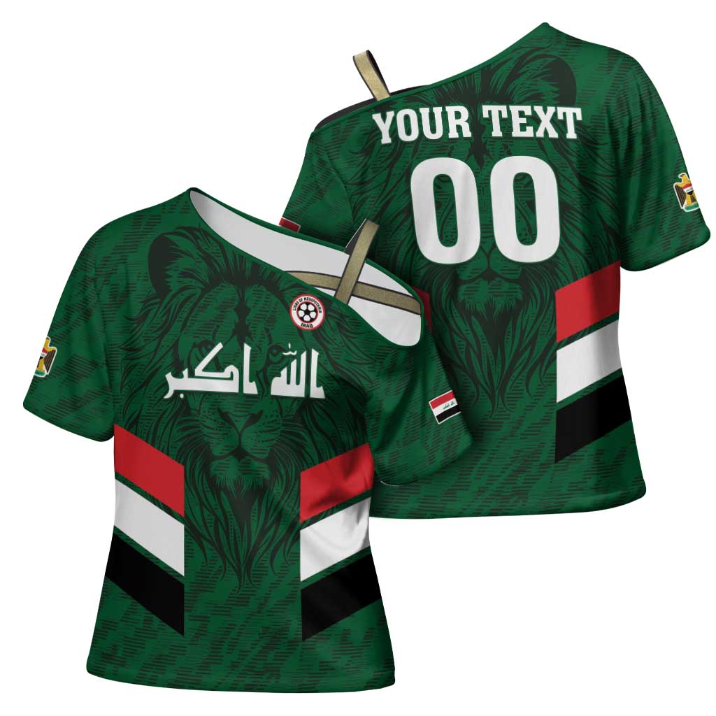 Custom Football 2026 Iraq Cross Shoulder Shirt Go Lions of Mesopotamia