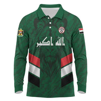 Custom Football 2026 Iraq Long Sleeve Polo Shirt Go Lions of Mesopotamia