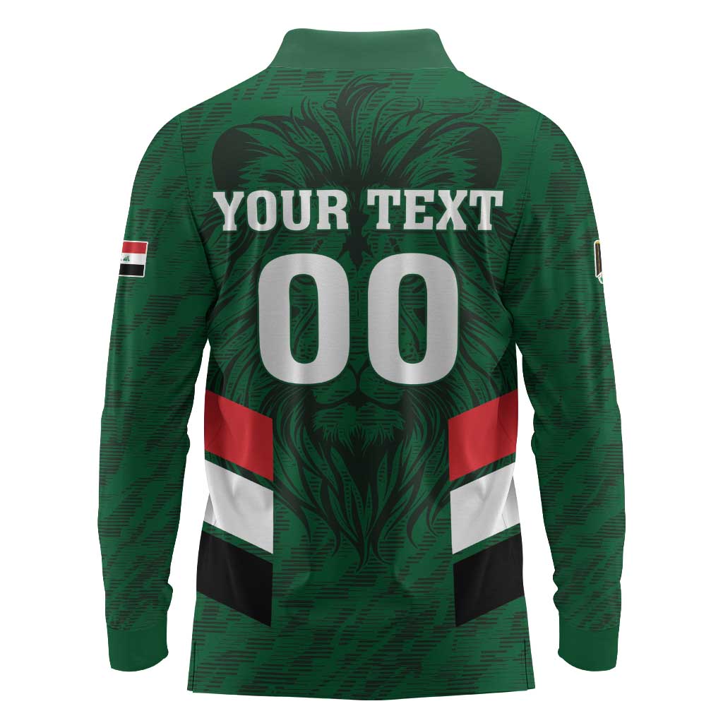 Custom Football 2026 Iraq Long Sleeve Polo Shirt Go Lions of Mesopotamia