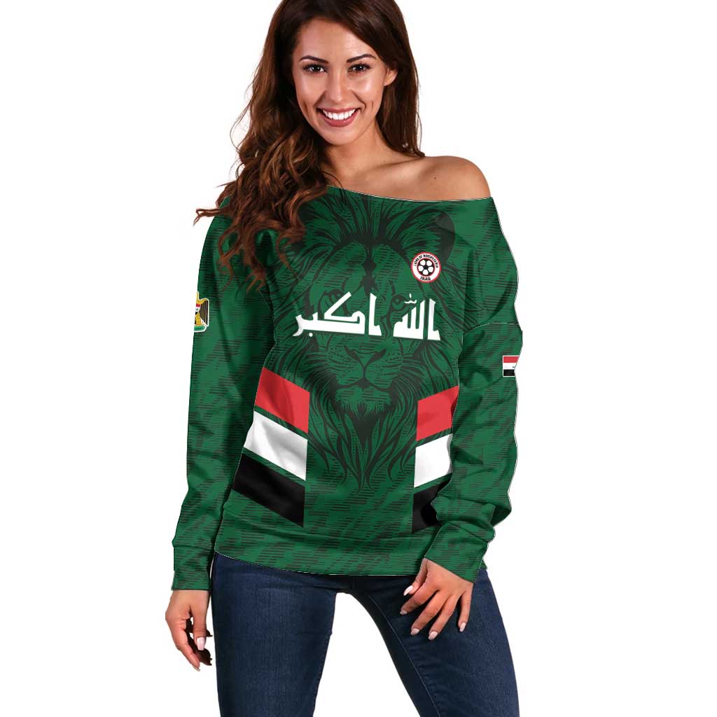 Custom Football 2026 Iraq Off Shoulder Sweater Go Lions of Mesopotamia