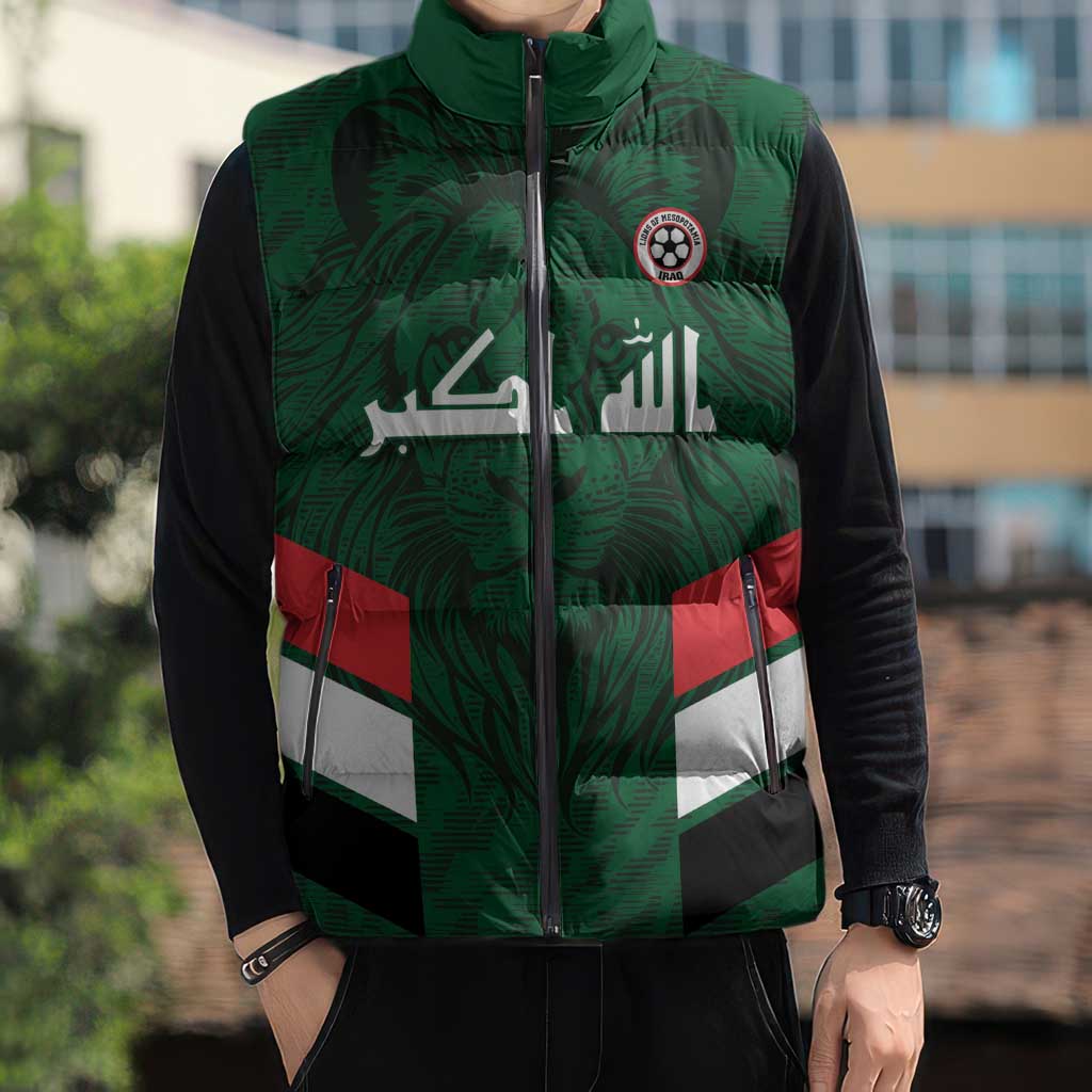 Custom Football 2026 Iraq Sleeveless Puffer Jacket Go Lions of Mesopotamia