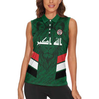 Custom Football 2026 Iraq Women Sleeveless Polo Shirt Go Lions of Mesopotamia