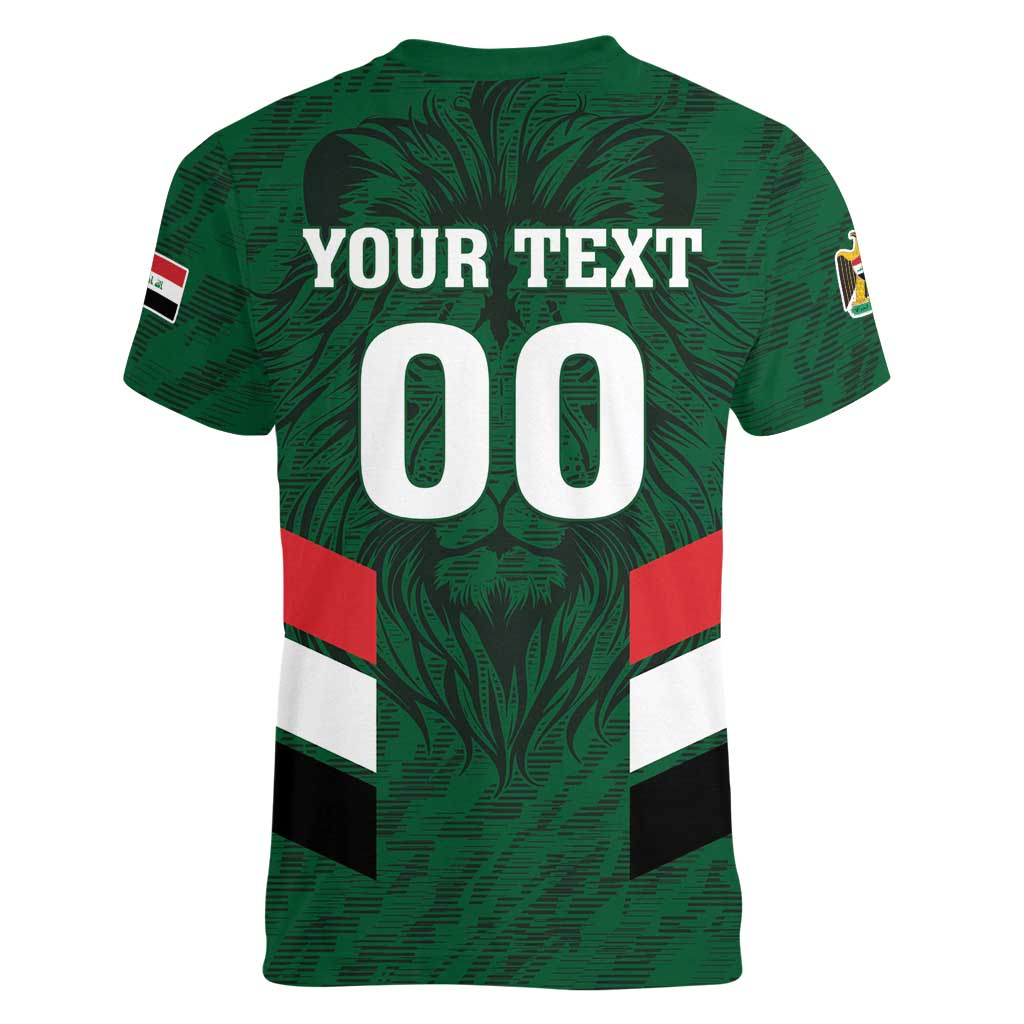 Custom Football 2026 Iraq Women V-Neck T-Shirt Go Lions of Mesopotamia