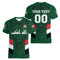 Custom Football 2026 Iraq Women V-Neck T-Shirt Go Lions of Mesopotamia