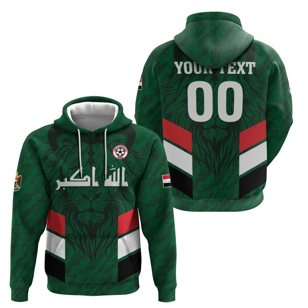 Custom Football 2026 Iraq Zip Hoodie Go Lions of Mesopotamia