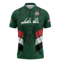 Custom Football 2026 Iraq Zipper Polo Shirt Go Lions of Mesopotamia