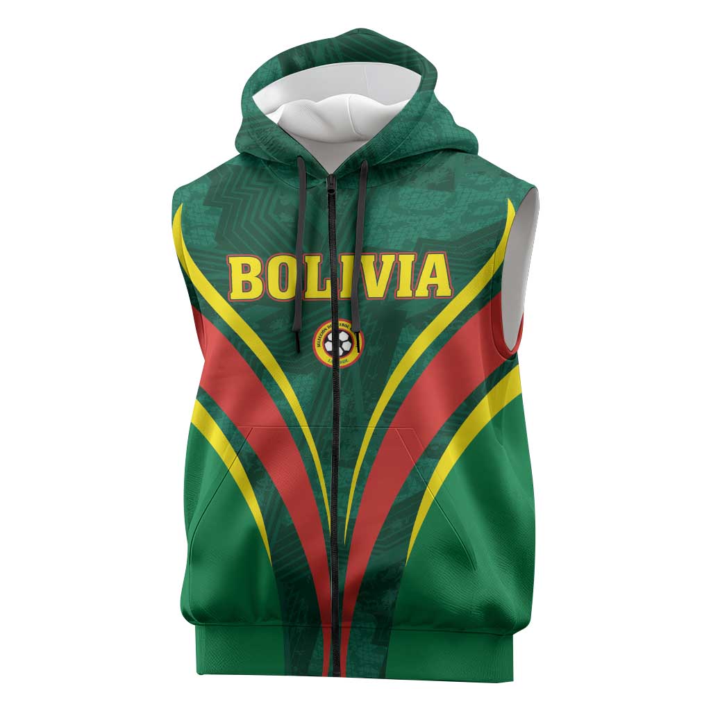 Custom Football 2026 Bolivia Sleeveless Zip Hoodie La Verde Come On