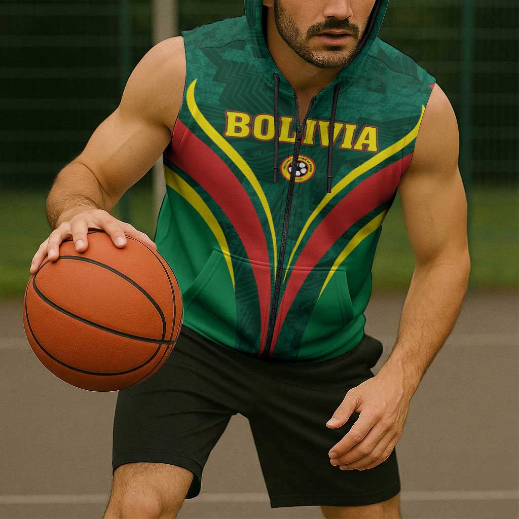 Custom Football 2026 Bolivia Sleeveless Zip Hoodie La Verde Come On