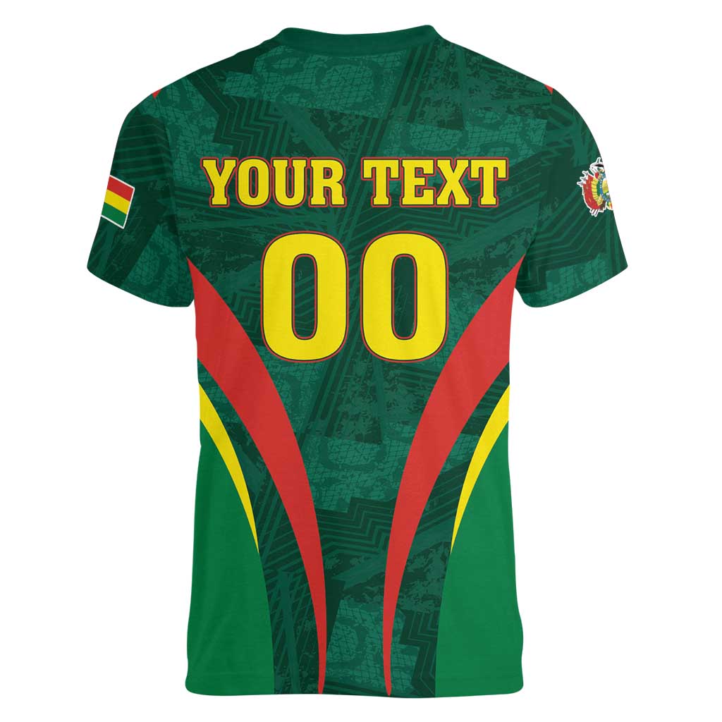Custom Football 2026 Bolivia Women V-Neck T-Shirt La Verde Come On