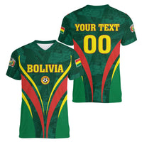 Custom Football 2026 Bolivia Women V-Neck T-Shirt La Verde Come On