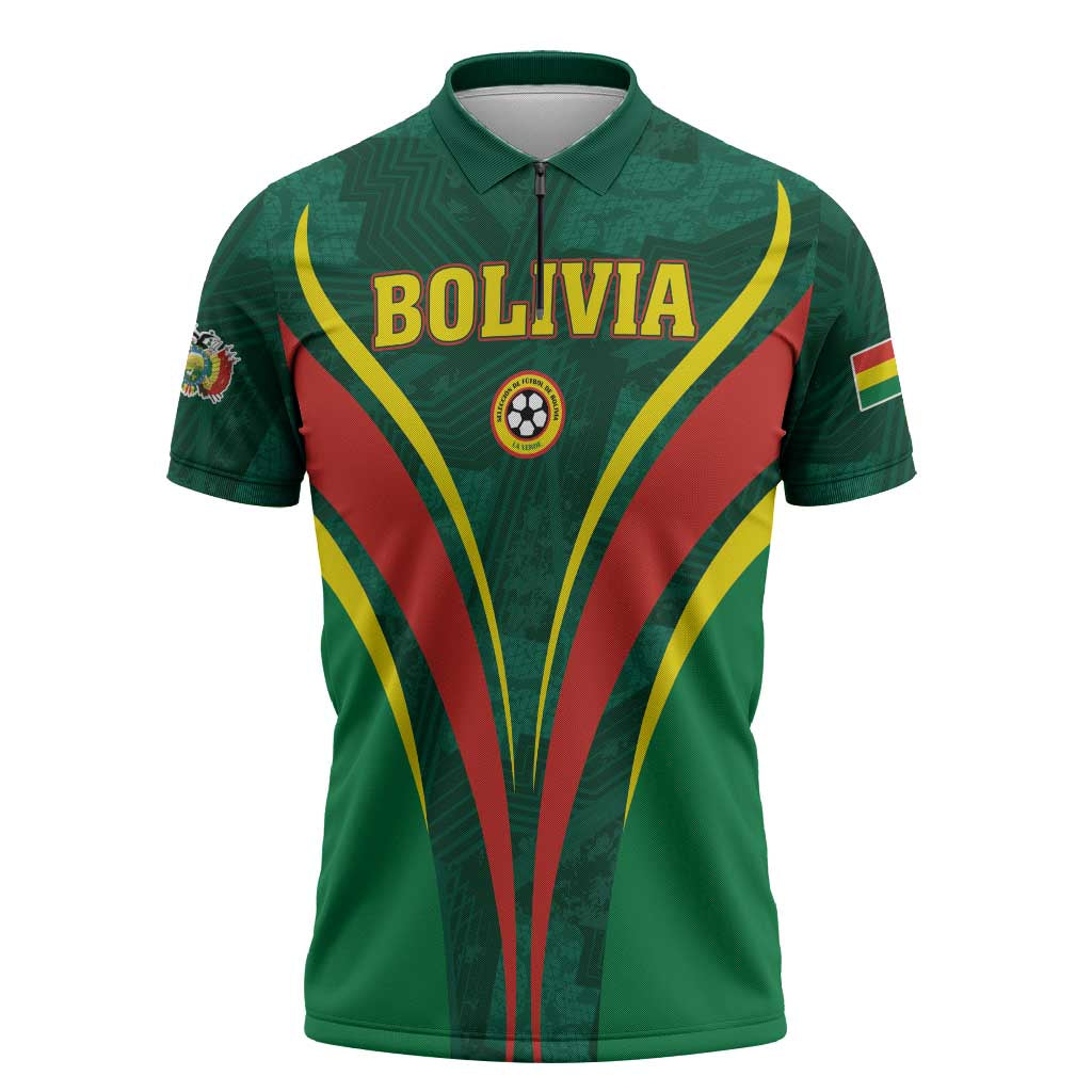 Custom Football 2026 Bolivia Zipper Polo Shirt La Verde Come On