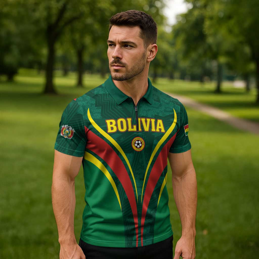 Custom Football 2026 Bolivia Zipper Polo Shirt La Verde Come On
