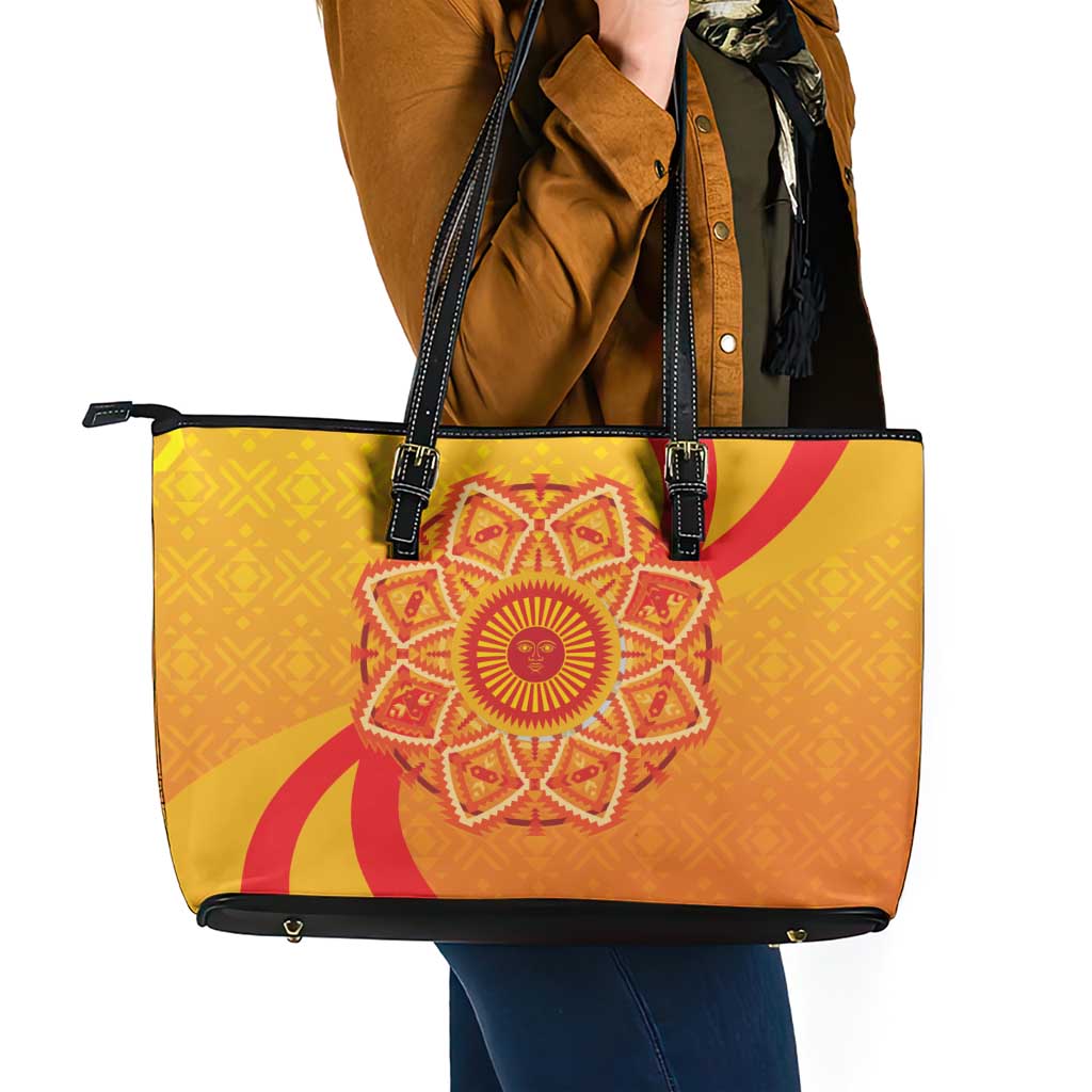 Inti Raymi Leather Tote Bag Inca Empire Spirit