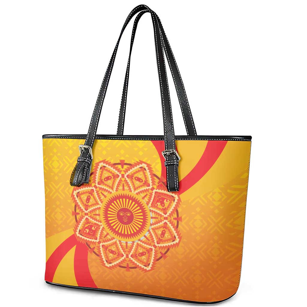 Inti Raymi Leather Tote Bag Inca Empire Spirit