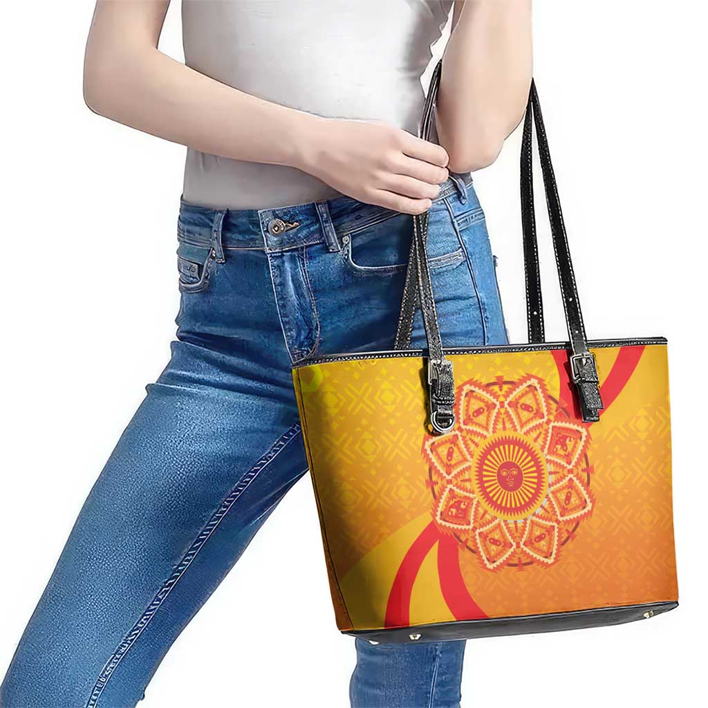 Inti Raymi Leather Tote Bag Inca Empire Spirit