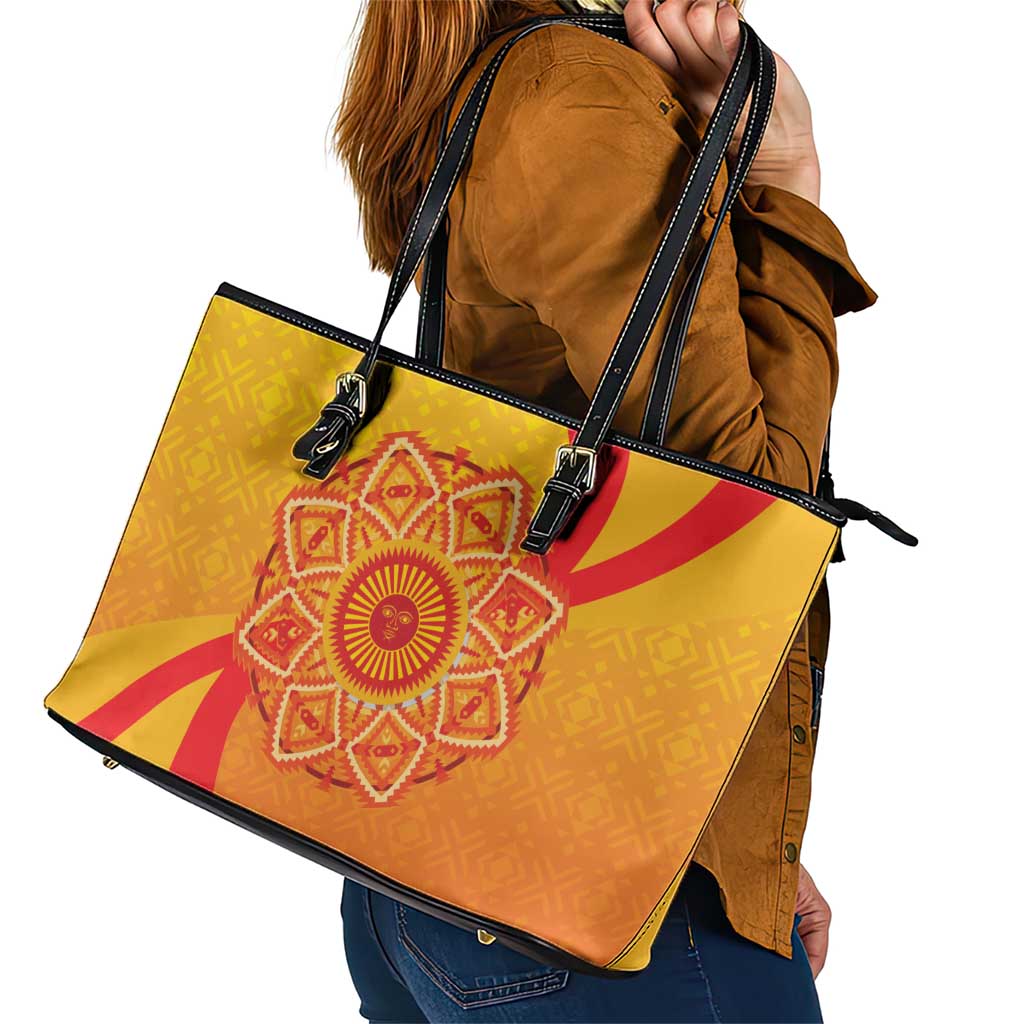 Inti Raymi Leather Tote Bag Inca Empire Spirit
