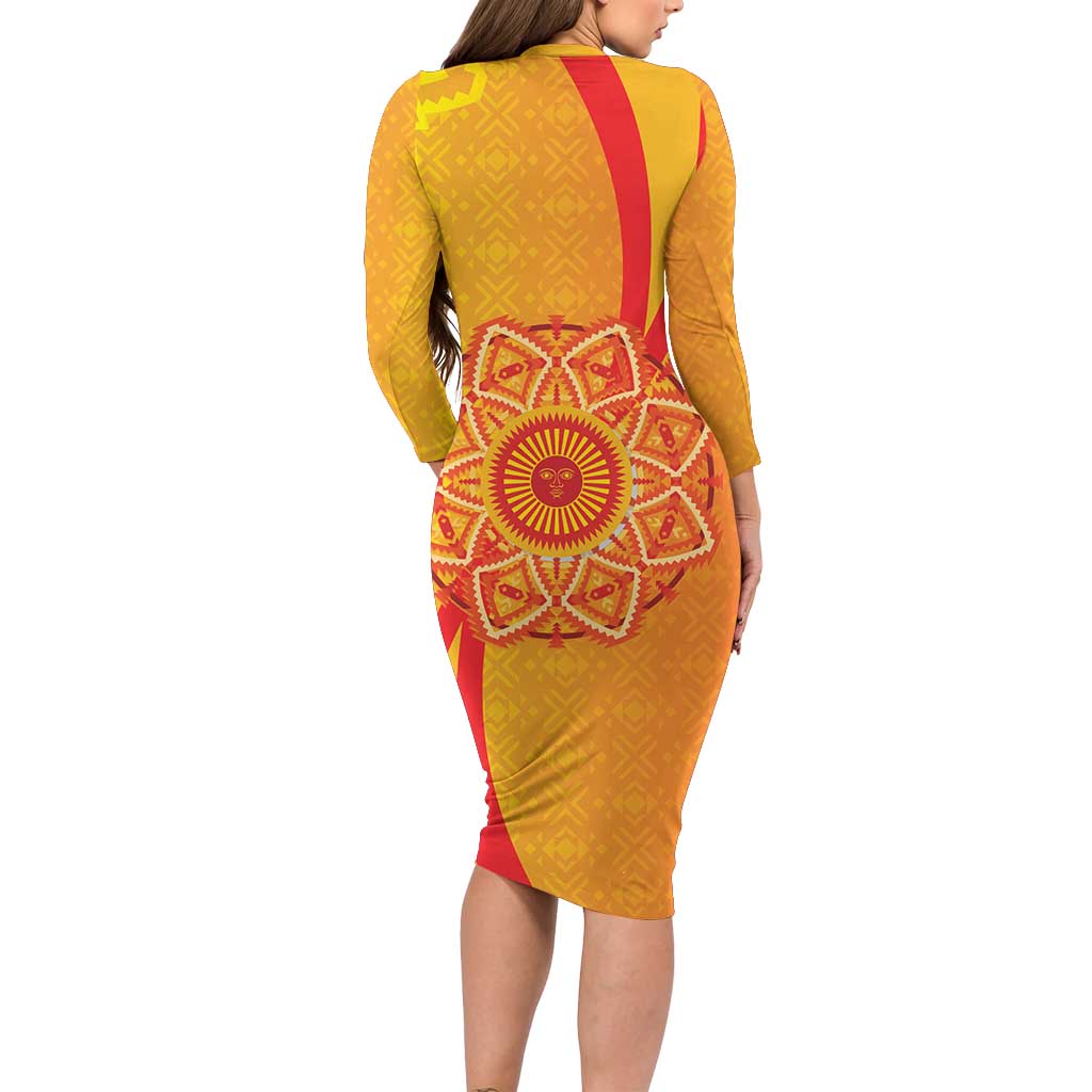 Inti Raymi Long Sleeve Bodycon Dress Inca Empire Spirit