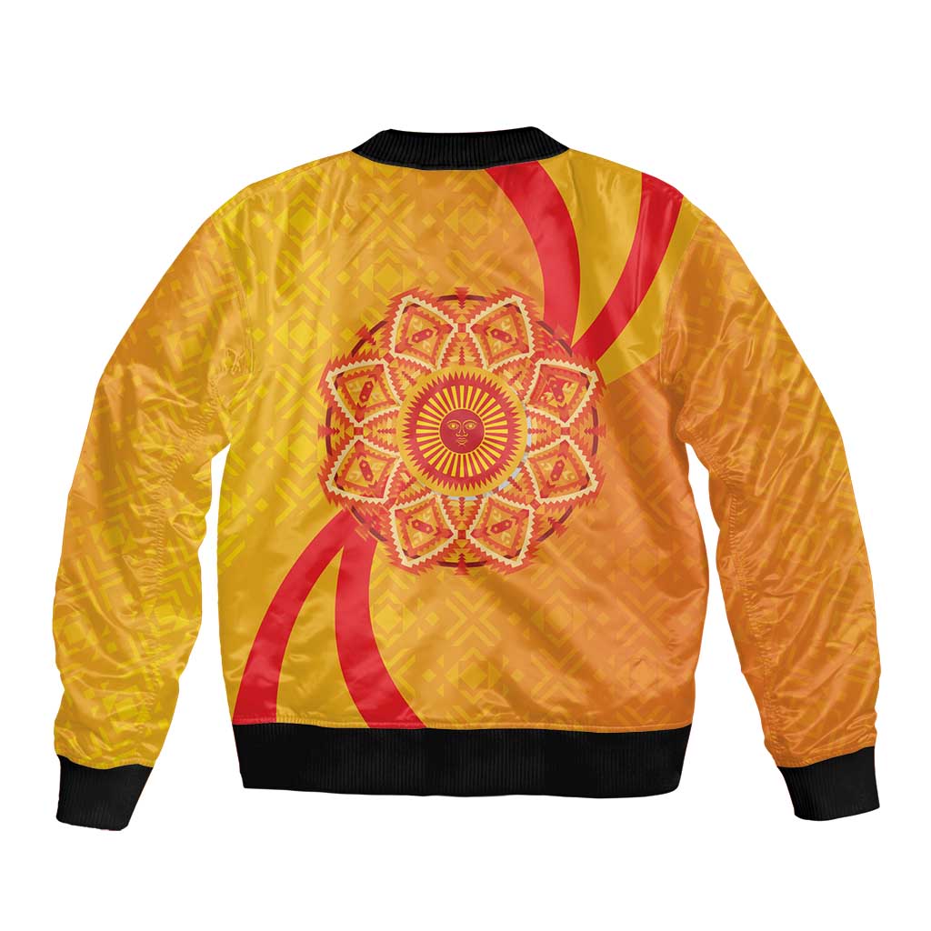 Inti Raymi Sleeve Zip Bomber Jacket Inca Empire Spirit