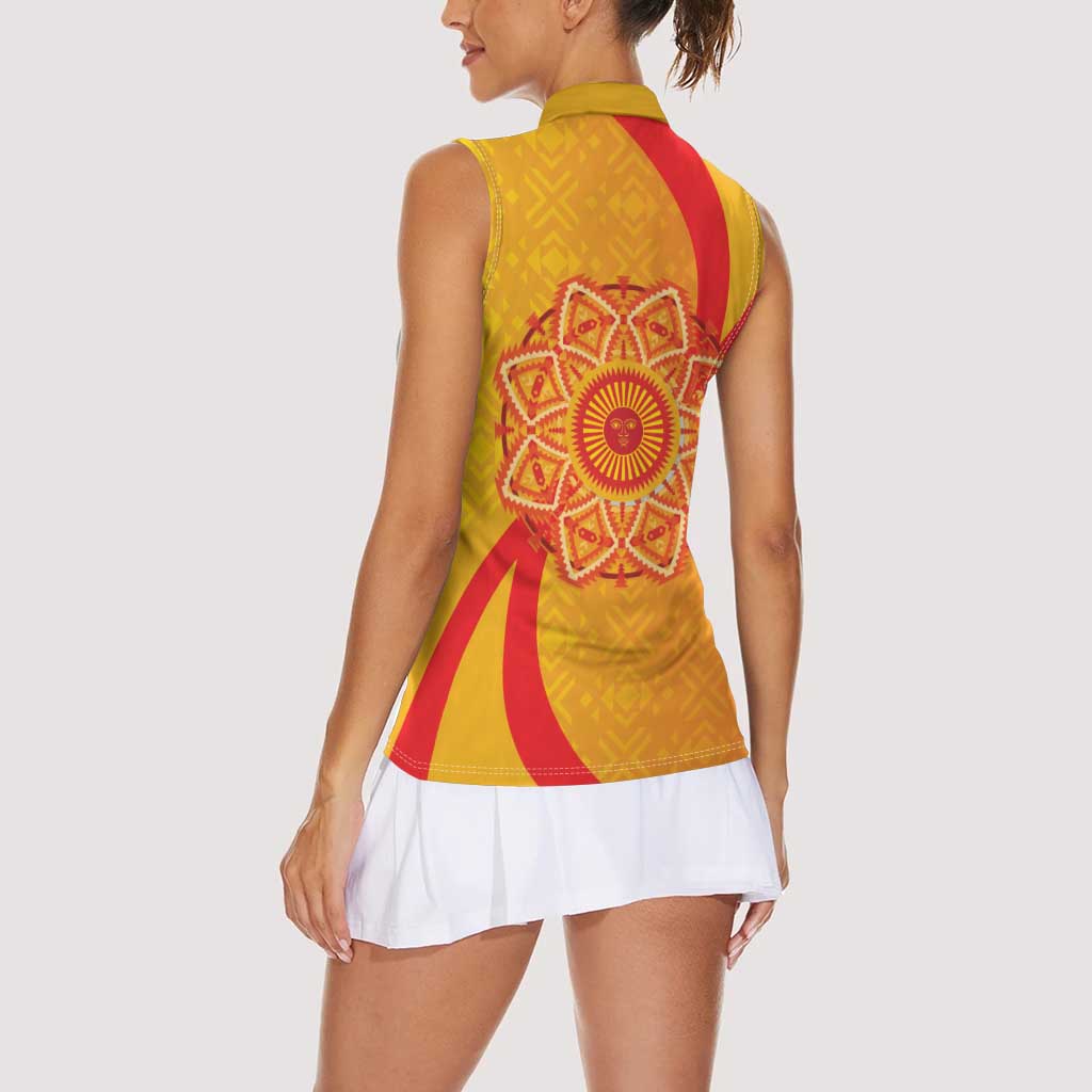 Inti Raymi Women Sleeveless Polo Shirt Inca Empire Spirit