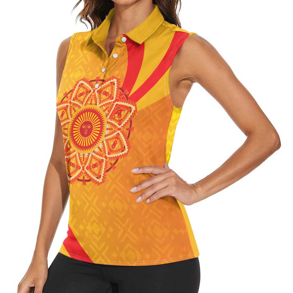 Inti Raymi Women Sleeveless Polo Shirt Inca Empire Spirit