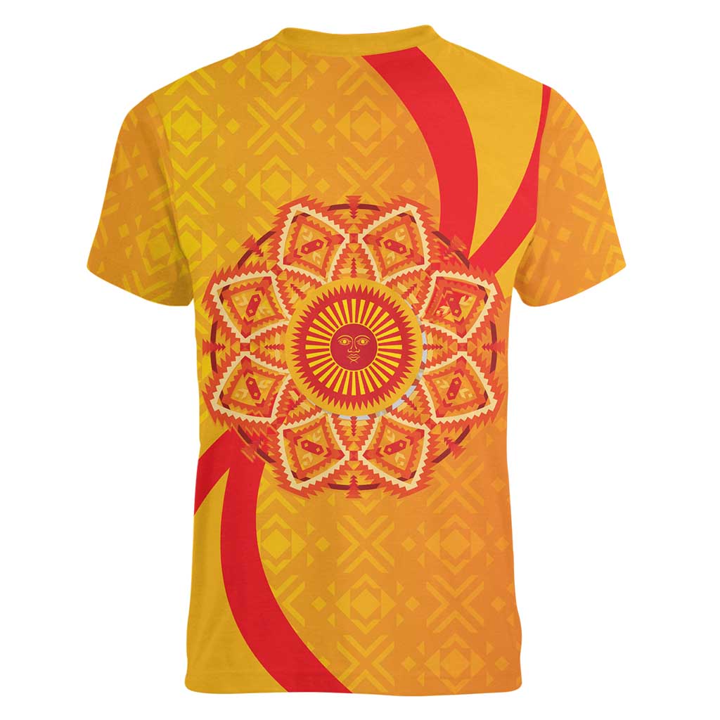 Inti Raymi Women V-Neck T-Shirt Inca Empire Spirit