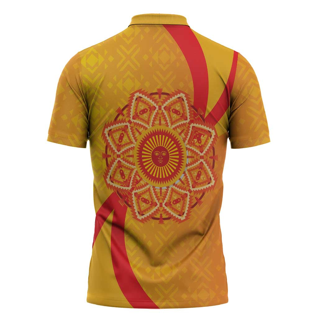 Inti Raymi Zipper Polo Shirt Inca Empire Spirit