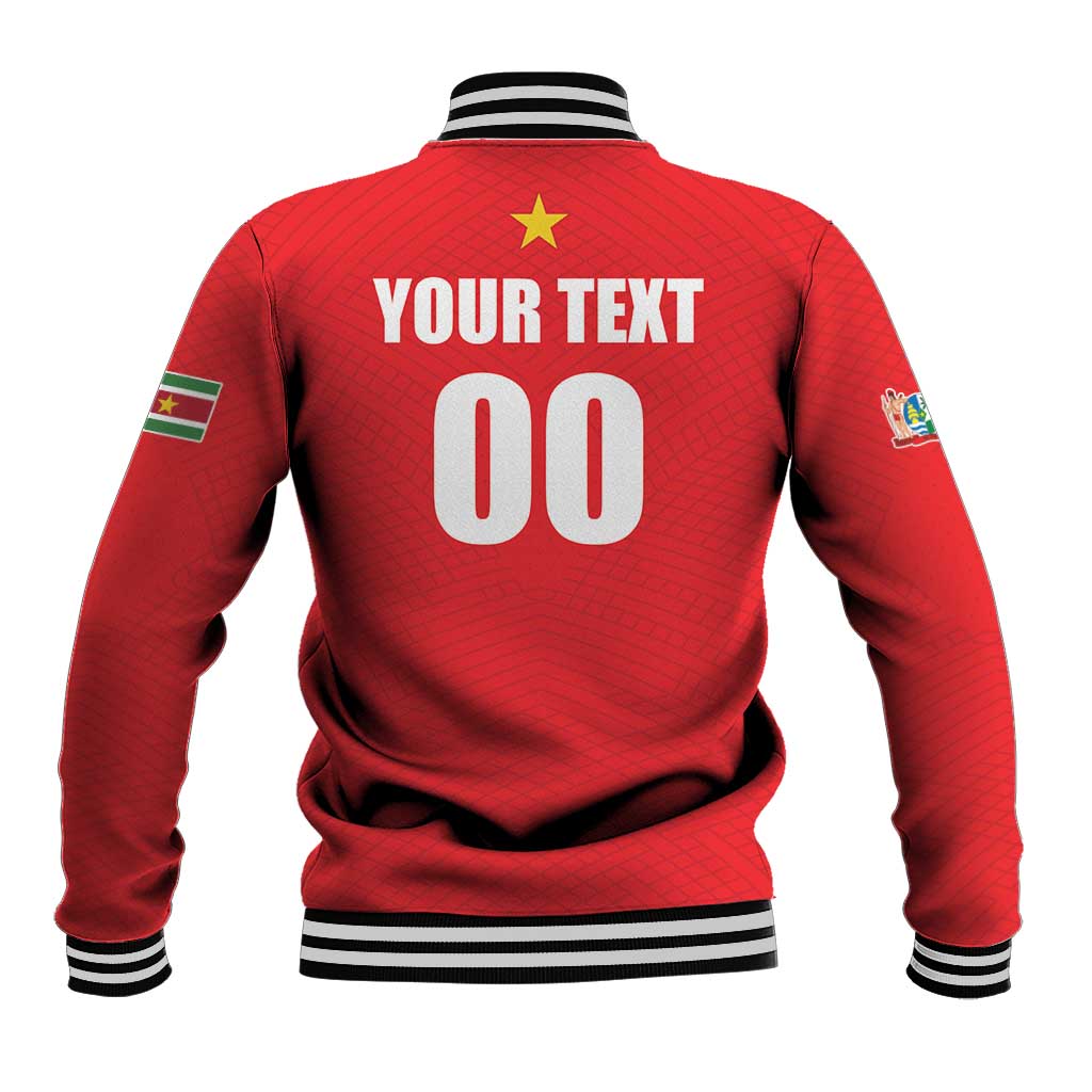 Custom Football 2026 Suriname Red Baseball Jacket Sranankondre Fubal Pluga