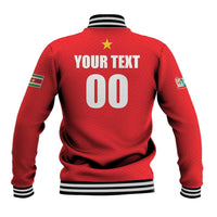 Custom Football 2026 Suriname Red Baseball Jacket Sranankondre Fubal Pluga