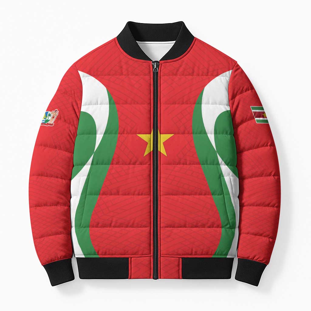 Custom Football 2026 Suriname Red Bomber Puffer Jacket Sranankondre Fubal Pluga